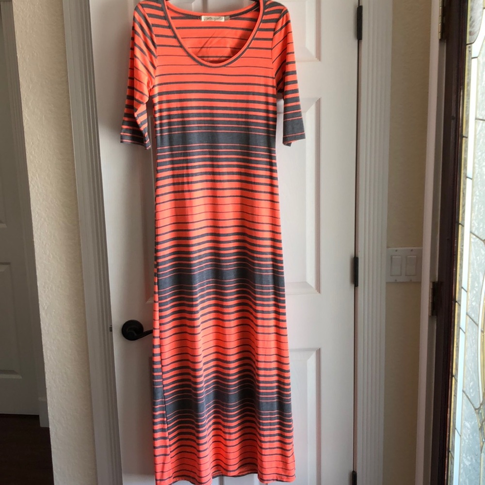 Orange and gray maxi dress